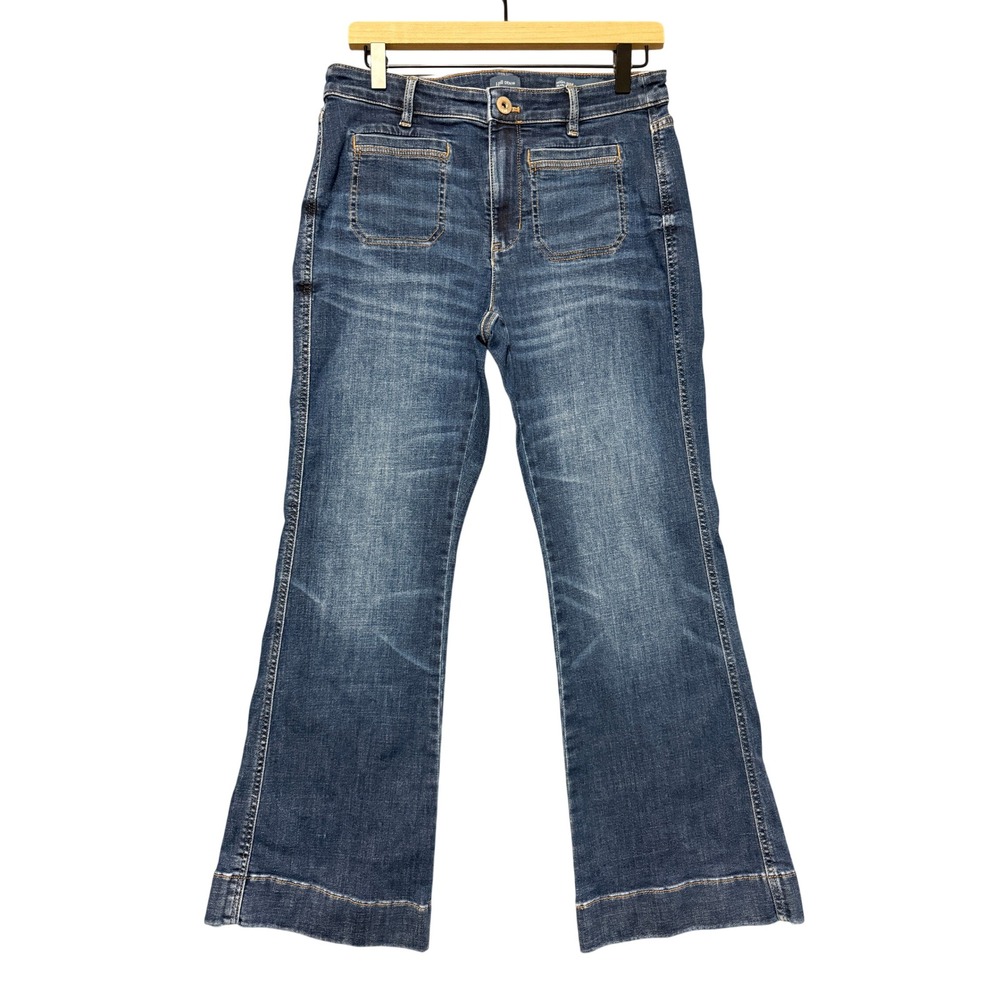 J.Jill High Rise Flare Jeans Women 10P Blue Stretch Casual Minimalist Everyday